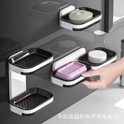 Soap Holder- double layers with free suction 3